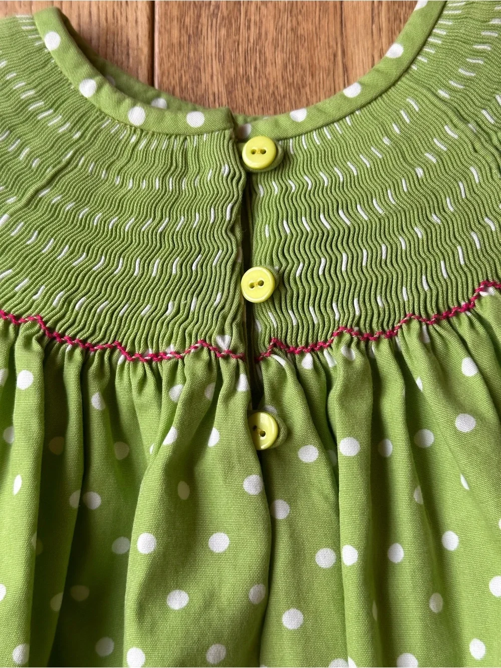 Castles & Crowns Green Polka Dot Smocked Christmas Santa Hat Dress size 6